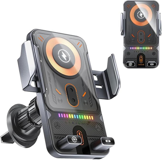 2026 New Cool Car Wireless Fast Charging Holder - Drive Smarter, Charge Faster,15w Universal, Smart Car Holder 360° Rotation, Smart Sensor Open, Switch Between Horizontal Vertical (Silver)