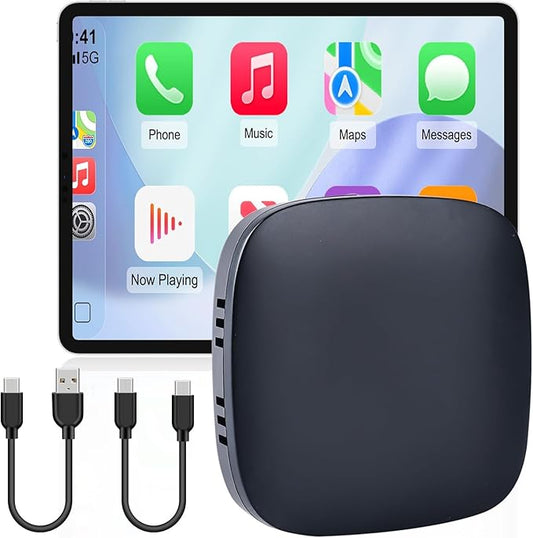 3 in 1 Wireless CarPlay Auto AI Box Lite for Factory Wired CarPlay Cars, Supports Android 10.0 System+ Wireless Carplay + Android Auto, TF Card U Disk, Plug & Play, Easy Setup