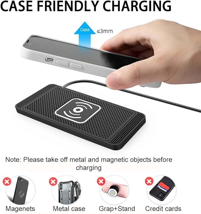 Wireless Car Charger Pad for Nissan Leaf 2011-2026, Type-C/USB 15W Car Wireless Charger Non-Slip Cordless Charging Mat Car Accessories, B-30cm Type-C Interface