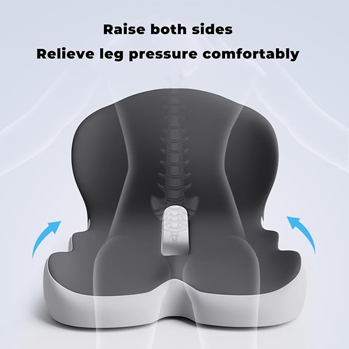 Back and Seat Cushion, Soothe+Cushion,Car Seats with Lumbar Support,Memory Foam Non Slip Skin with Back Support for Office Chair, Car (Navy Blue)