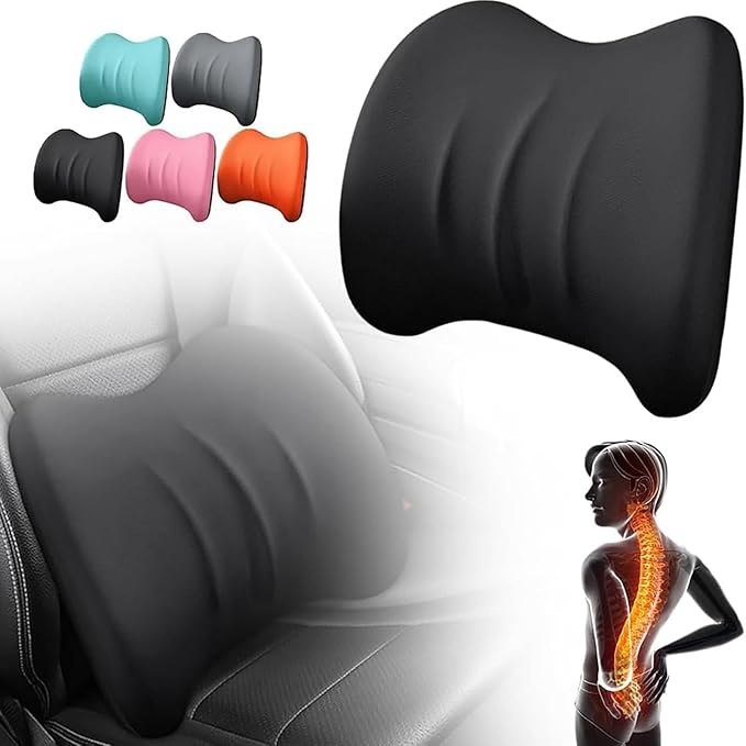 Car Headrest & Lumbar Support Cushion for Toyota RAV4 2012-2024, Ergonomic Car Seat Headrest Memory Foam Neck and Back Pillow Kit Breathable Removable for Driving Fatigue Relief,E/Orange
