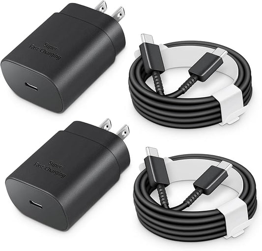 25W USB-C Fast Charger Block with C-to-C Cable [PD PPS Compatible] for Galaxy S24/S23/S22, Pixel 8/7, Z Flip 5, i Phone 17/16/15 - Compact Type C Charger