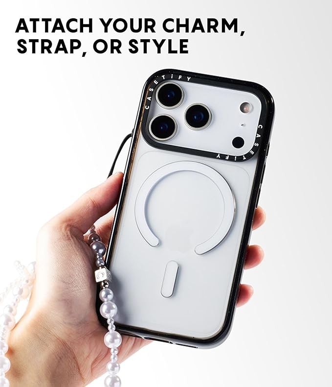 CASETiFY Impact iPhone 17 Pro Max Case [Slim/Compatible with Magsafe / 8.2 ft. 4X Military Grade Drop Protection] - Origami in Pastel Pink - Clear Black