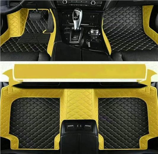 Car Floor Mats Automotive Floor Mats Vehicle Specific All Weather Protection Custom Compatible with Most of 98% Cars SUVs (Yellow and Black)