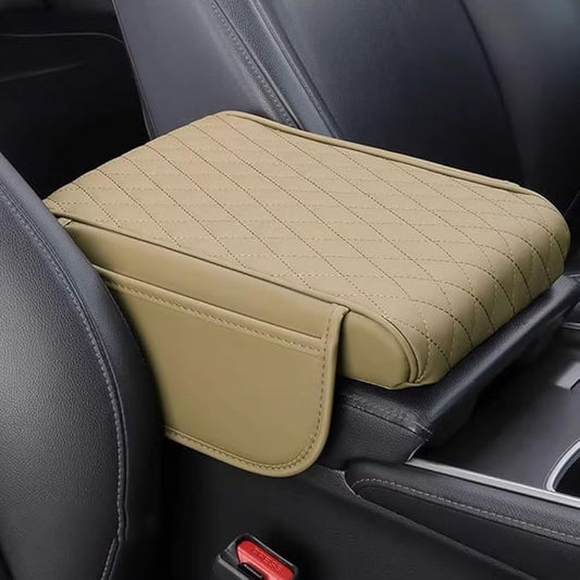 Car Armrest Pad for Lexus GX J150 J120 GX 460 400 GX OR Leather Armrest Box Mat Center Console Cushion Pad Universal Armrest Seat Box Cover Protector,Beige