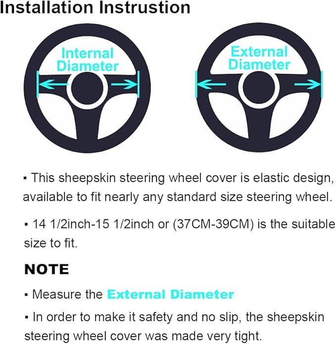 3Pcs Set Fashion Fluffy Fuzzy Wool Fur Soft Car Steering Wheel Cover with Handbrake Cover & Gear Shift Cover for Women/Girls/Ladies Auto Long Wool Accessories, White