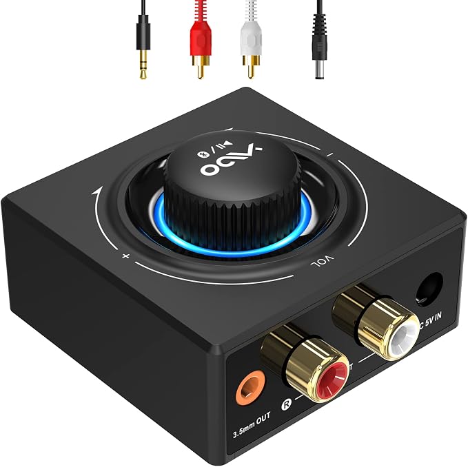 YMOO B06T3 Bluetooth 5.3 Receiver, 100ft RCA Bluetooth Audio Adapter