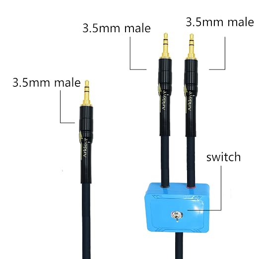 20ft Sound Channel swicher 1/8" aux Input 3.5mm Female to 2X 3.5 Output Switch