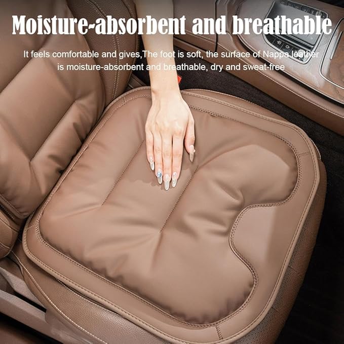 Skin-Friendly & Dirt-Repellent Leather Seat Cushions, 2026 Car Seat Cushion for Driving, 1.57" Thick Comfort Seat Protector, Universal Non-Slip Memory Foam Pad for Car (Brown, Backrest Cushion)