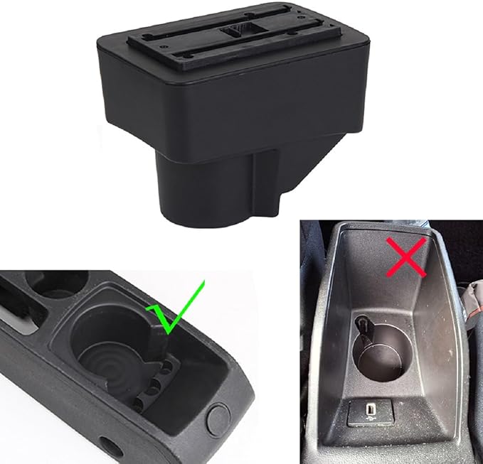 AULPHIKE Compatible with Ford Fiesta Armrest 3 2011-2018 Car Center Console Organizer Armrests Double Door Storage with USB Ports（Carbon Fiber Style）