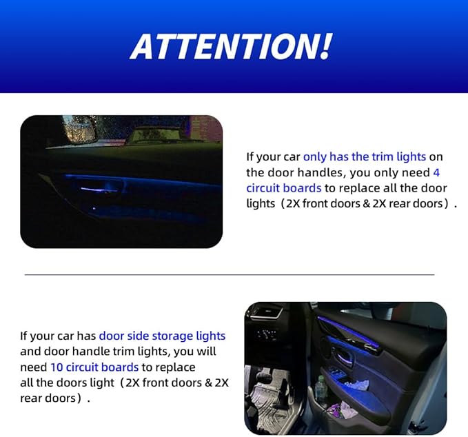NJSBYL LED Interior Ambient Circuit Board for B-MW M4 X1 3 4 5 Series Sedan Convertible Coupe F10 F30 F31 F32 F33 F34 F36 F48 F82 F83 4PCS Blue-Red Atmosphere Lighting