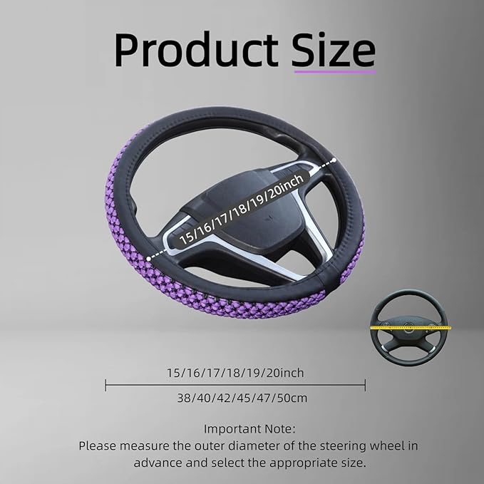 Size 16-20 Inch Ice Silk Ventilation Multi-Style Comfy Grip Steering Wheel Cover for Truck, Bus, Big Rig Trucker,SUV， Anti-Slip Design 16-20 Inch (Purple, 19)