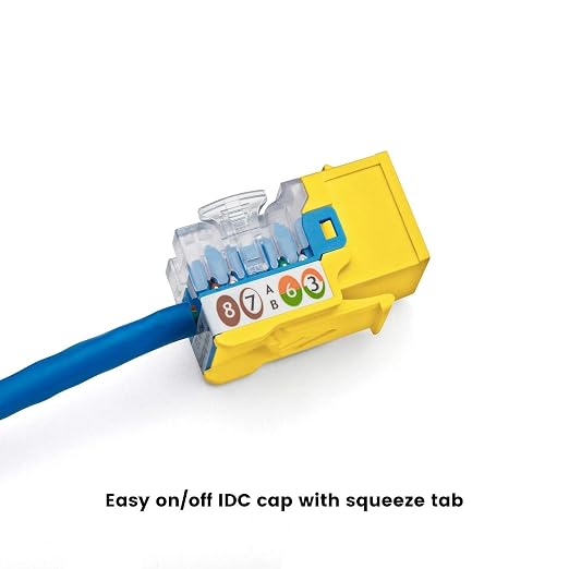 trueCABLE Cat5e Keystone Jack, Unshielded, 90 Degree Punch-Down, PoE++ 100W