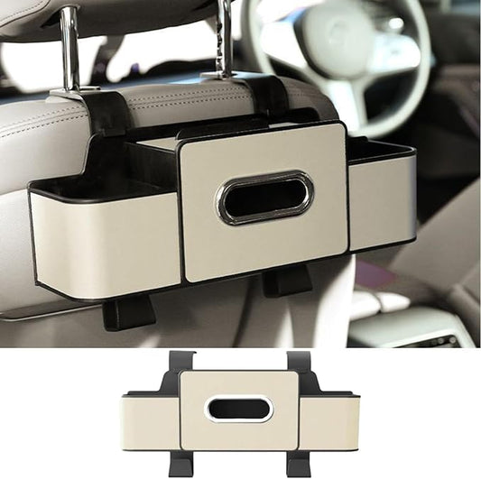 Car Organizers and Storage Box Behind Seat, Car Organizers and Storage Back Seat, With Multiple Pockets, Hanging Car Seat Storage Travel Essentials, Snacks, Bottles (White)