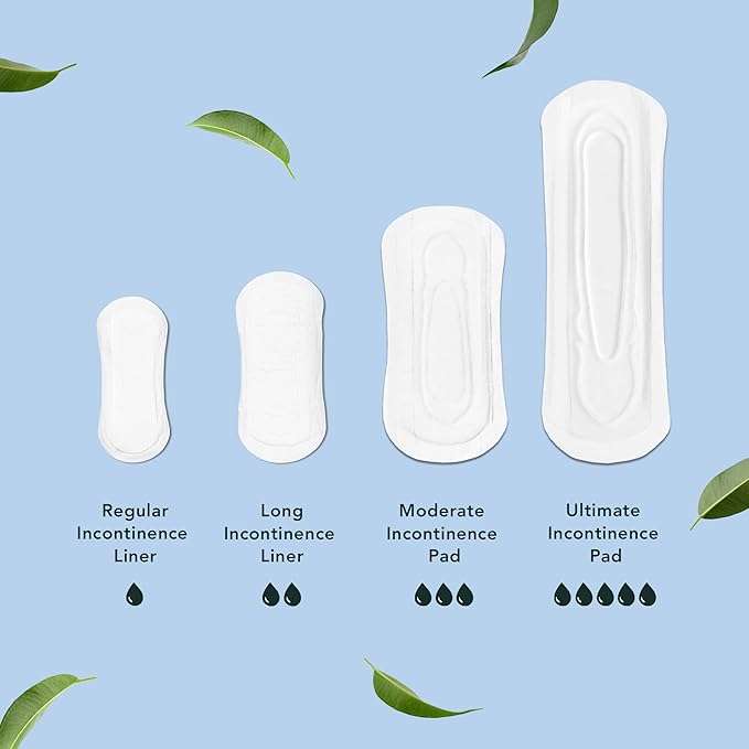 Rael Incontinence Liners for Women, Organic Cotton Cover - Postpartum Essential, Regular Absorbency, Bladder Leak Control, 4 Layer Core with Leak Guard Technology, (Long, 36 Count)
