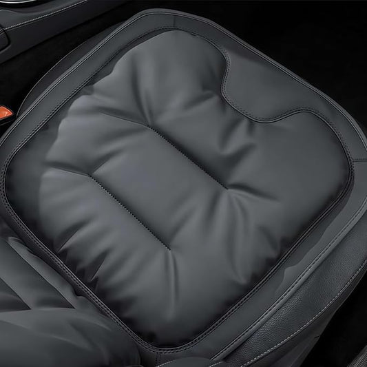 Car Seat Cushion, 2025 New Skin-Friendly Leather Seat Cushions, Breathable Dirt-Repellent Memory Foam Pad for Most Auto & Office Chairs (Black)
