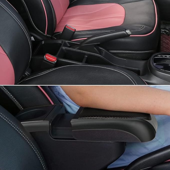 AULPHIKE Compatible with Ford Fiesta Armrest 3 MK7 2009-2017 Center Console Organizer Armrests Double Layer Storage Space with USB Ports