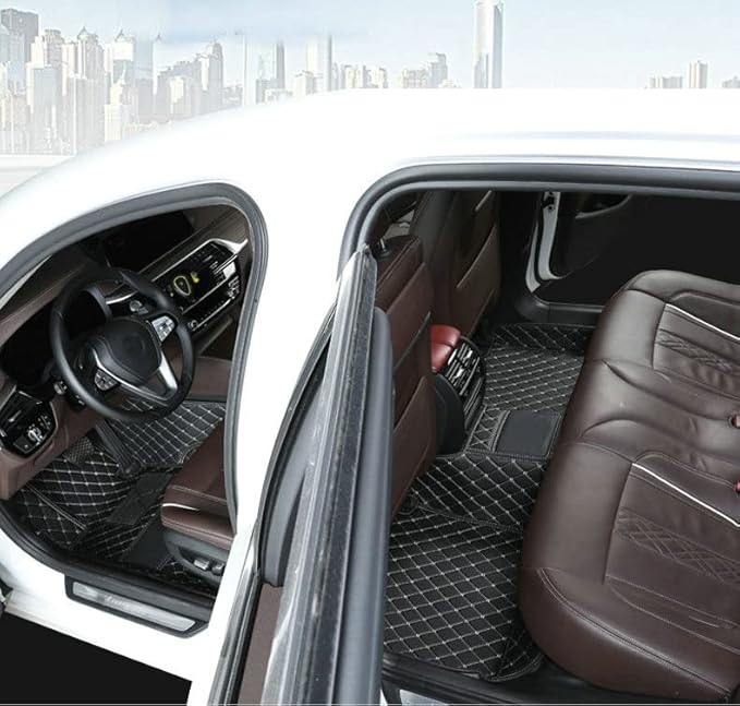 Car Floor Mats Automotive Floor Mats Vehicle Specific All Weather Protection Custom Compatible with Most of 98% Cars SUVs (Red and Black)