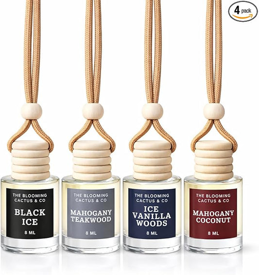 4 Pack Air fresheners | Long lasting car air fresheners, Hand-made in USA | Small room diffuser | Small Business Woman Owned. (8 ml Fresh & Earthy Pack Mix)