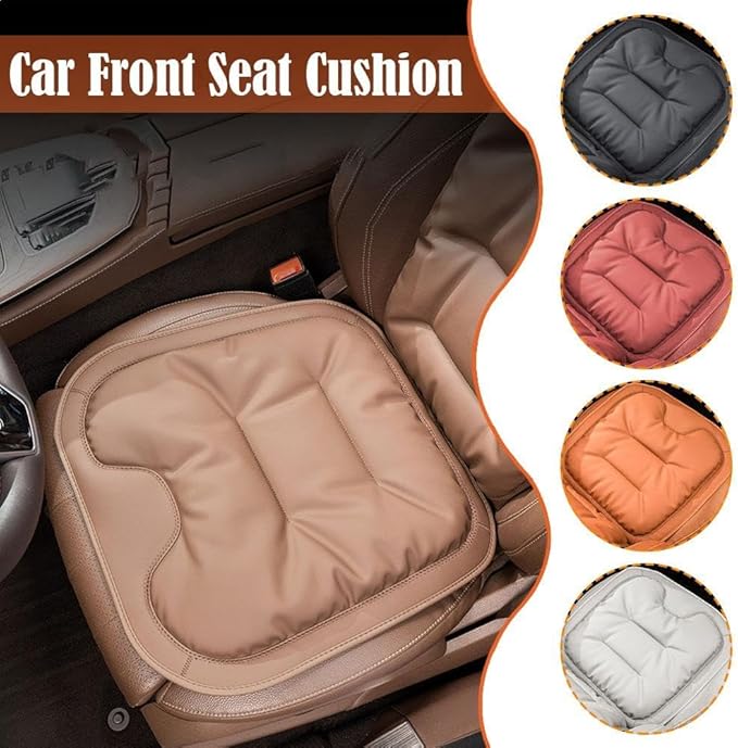 Skin-Friendly & Dirt-Repellent Leather Seat Cushions, 2026 Car Seat Cushion for Driving, 1.57" Thick Comfort Seat Protector, Universal Non-Slip Memory Foam Pad for Car (Orange, Rear Seat Cushion)