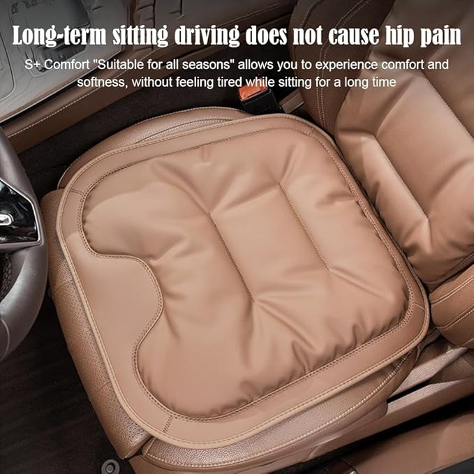 Car Seat Cushion, 2025 New Skin-Friendly Leather Seat Cushions, Skin-Friendly Leather Seat Cushions, Front Bottom and Rear Seat Cushions for Auto Office (Red 1set)