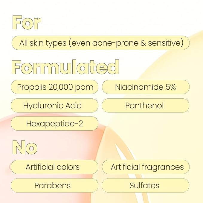 Glow Mist Serum, Propolis 20,000 ppm, Niacinamide 5%, Hyaluronic Acid, Hydrating Face Mist, Lightweight Serum, Non-Comedogenic, For Sensitive Skin, Korean Skin Care (2.70 fl oz)