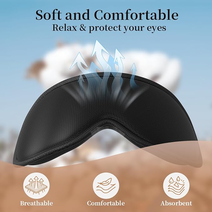 Easysleep 3D Sleep Mask Sleep Headphones White Noise Sleep Eye Mask with 31 Soothing Sounds 3 Timer Soft Adjustable Light Blocking Long Playtime Eye Cover for Sleeper Men Women Travel Gift