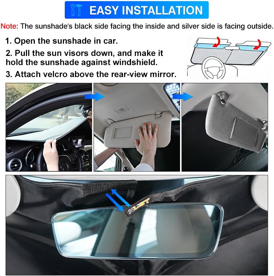 KUST Windshield Sun Shade for Ford Edge 2007-2014 Sunshade Window Sun Visor Protector Foldable Blocks UV Rays Keep Your Car Cooler