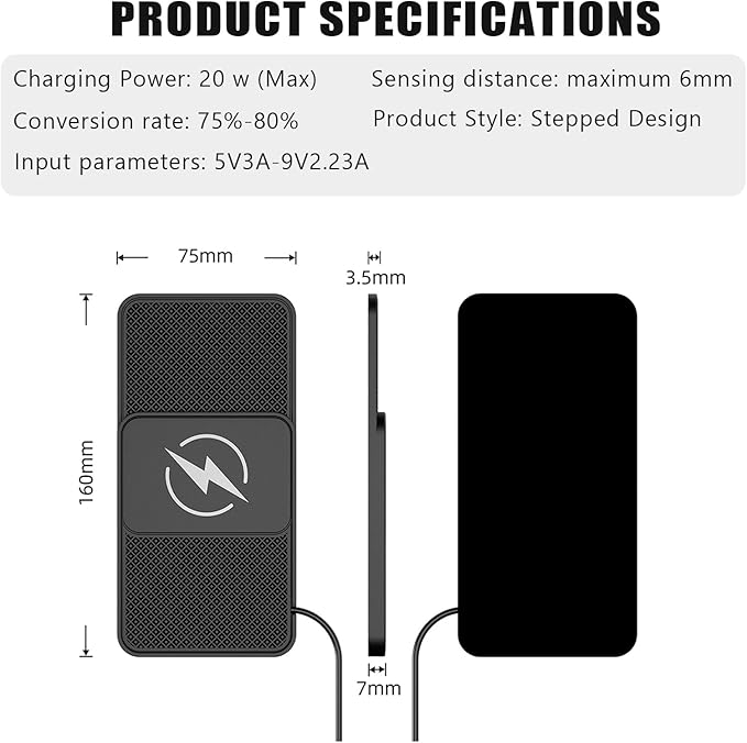 Wireless Car Phone Charger for Honda Civic Type R (FK2) 2015 – 2017, Type C/USB 20W Fast Charging Pad, Non-Slip Charging Station for Travel Home Office Desk, Lightweight,Type-C