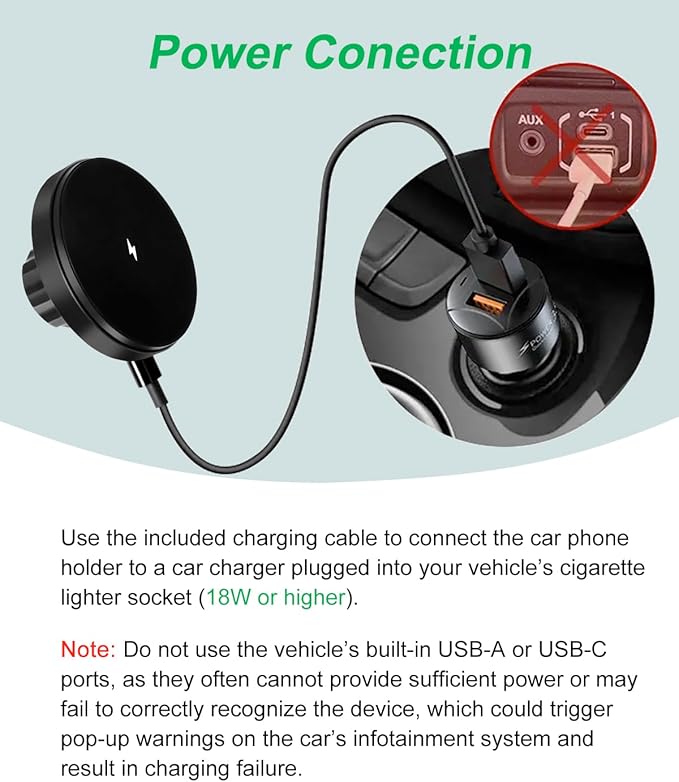 Magnetic Jeep Phone Mount for 2018-2023 Wrangler JL JLU & Gladiator JT with 15W Wireless Charging- Dashboard Phone Holder with Magsafe for Jeep Wrangler & Gladiator 2/4 Doors Accessories (Not for 4XE)