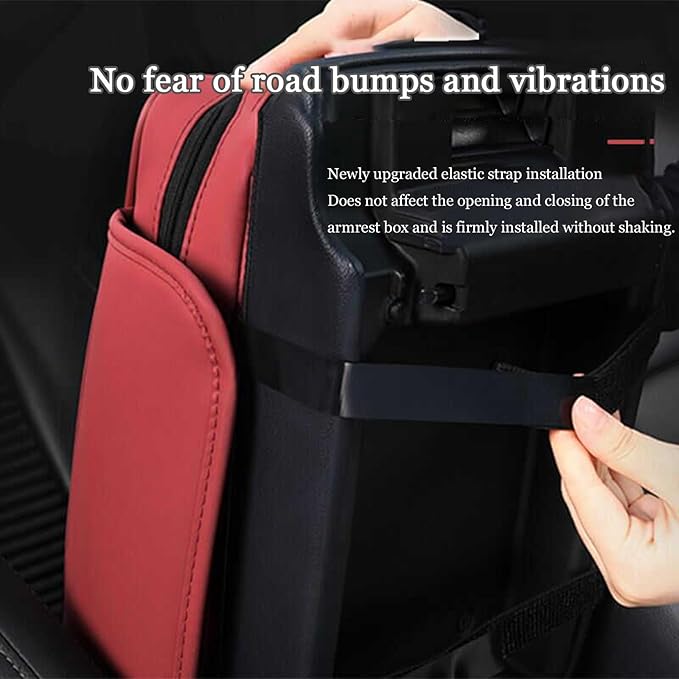 Car Center Console Cover for Infiniti FX SUV FX35 / FX37 / FX40 / FX45 /FX50, Leather Car Arm Rest Cover, Car Armrest Cushion with 2 Storage Bags Car Center Console Armrest Pad, E Gray