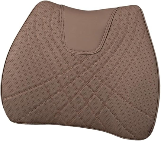 Car Pillow Car Headrest Pillow Set Sewing Leather Lumbar Waist Support Memory Foam Fit for Seat Neck Protctive Cushion Accessories Car Neck Pillow(E)
