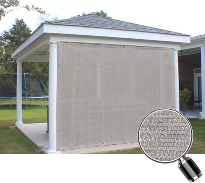 Alion Home Sun Shade Privacy Panel with Grommets and Hems on 4 Sides for Patio, Awning, Window, Pergola or Gazebo - Smoke Tan(12' x 6')