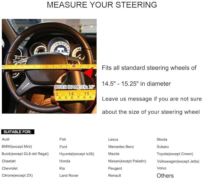 Premium Leather Steering Wheel Cover with Air Holes – Non-Slip Rubber Grip, Universal Fit for Cars (Blue)