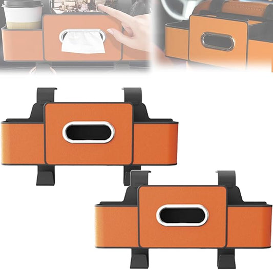 Car Multifunctional Seat Back Waterproof Storage Bag, Multifunctional & Waterproof Car Back Seat Organizer with 2 Cup Holders&Hooks, Hanging Storage Box for Most Cars (2pcs D)