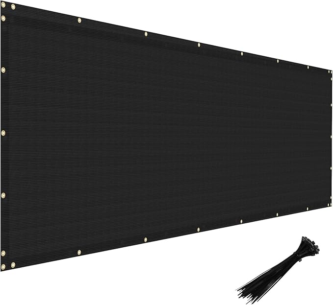 Windscreen4less Privacy Fence Screen Heavy Duty Windscreen Fencing Mesh Fabric Shade Net Cover with Brass Grommtes for Outdoor Wall Garden Yard Pool Deck, 8'x156' Black