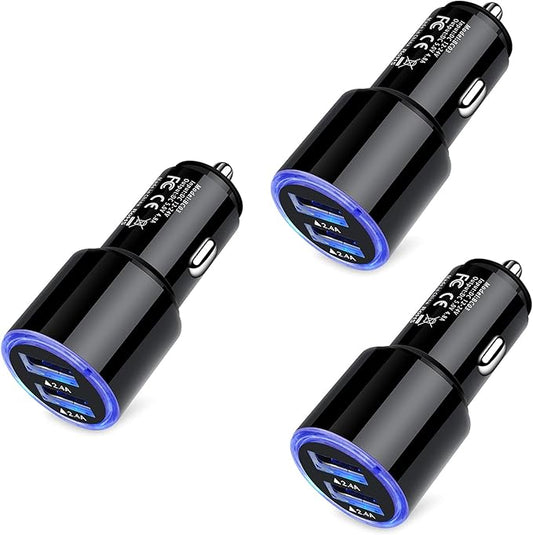 Car Charger, 3Pack 4.8A Rapid Car Phone Charger - USB Cigarette Lighter for iPhone 15 14 13 12 11 Pro Max SE XR XS X 8 7 6, Samsung Galaxy S23 S22 S21 S20 A13 A32 S10 S9 S8 S7, Android