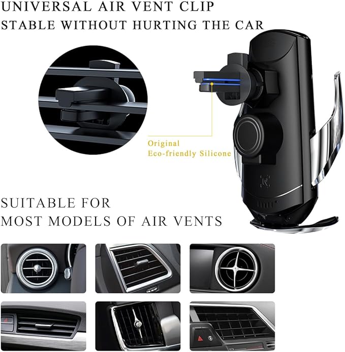 Ohleats Wireless Car Charger Mount, 15W Automotive Electric Wireless Charger Holder, Car Air Vent Mount Bracket Fast Charging for Most Smartphone, Universal Car Accessories (Golden)