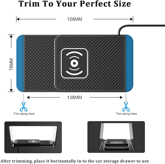 Wireless Charging Pad for Car for Ford Bronco Sport 2021-2025, 20W Fast Wireless Car Charger Pad Type-C/USB Non-Slip Phone Charging Mat,B 30cm Cable USB Plug