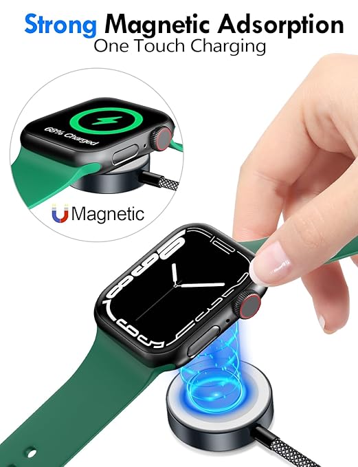 2Pack Multi Charging Cable Cord for Travel Essentials,Apple Watch Charger,iPhone Charger,[3-in-2] Type C/L Cable Portable Designed for iWatch,iPhone 17-8,Galaxy S25-21,AirPods,iPad-4FT Black