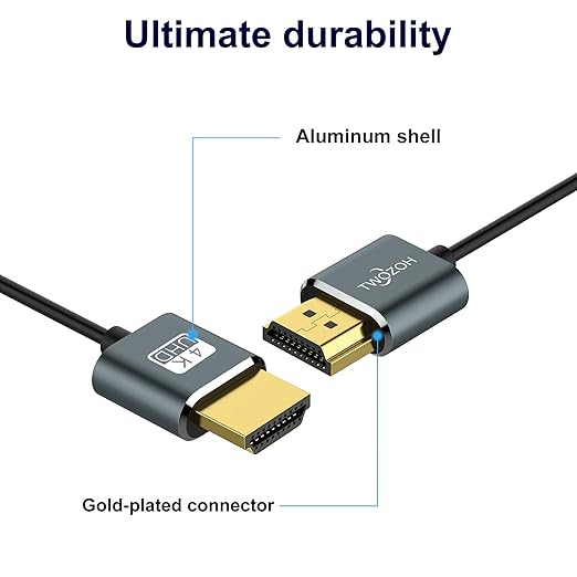 Twozoh Flexible & Slim HDMI Cable 10FT 2 Pack, Ultra Thin HDMI Cord Supports