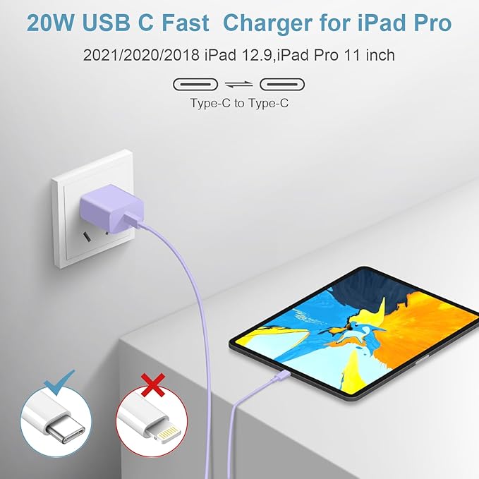 iPhone Charger Fast Charging 10FT iPhones 17 16 15 Charger 3 Pack Type C Chargers USB C Chargerwith iPhone Air 17/17 Plus/17 Pro/17 Pro Max/16/16 Plus/16 Pro/16 Pro Max(Purple)