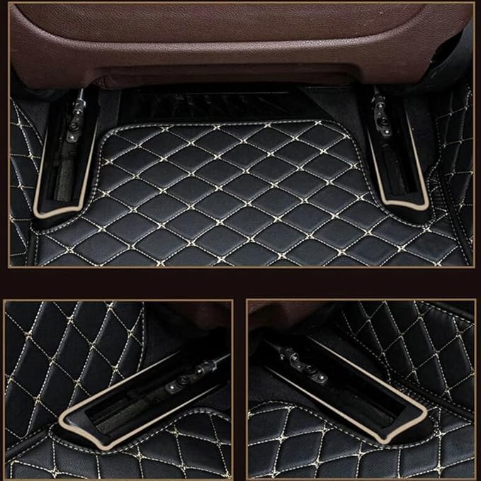 Custom Car Floor Mats Fit for 99% Sedan SUV Sports Car Full Coverage Pads Leather Floor Liners Mat Women Men (Black&Blue)