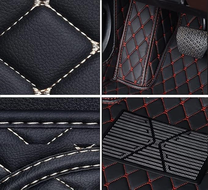 Car Floor Mats for 99% Cars, Trucks and SUVs Full Coverage Pads Protection Non-Slip Leather Floor Liners (Red)