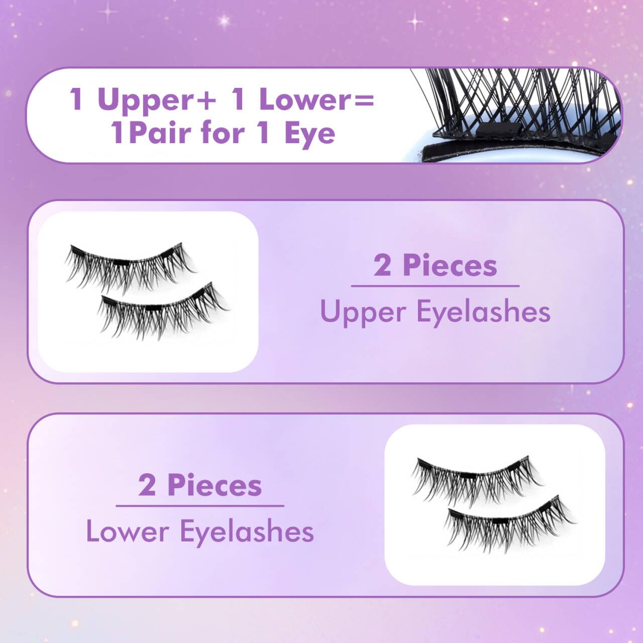 Elara Craft Magnetic Eyelashes with Applicator, Magnetic Eyelashes Natural Look,Reusable Magnet Lashes No Glue Needed Soft Lashes Kit(Natural+Simple+Fuller)