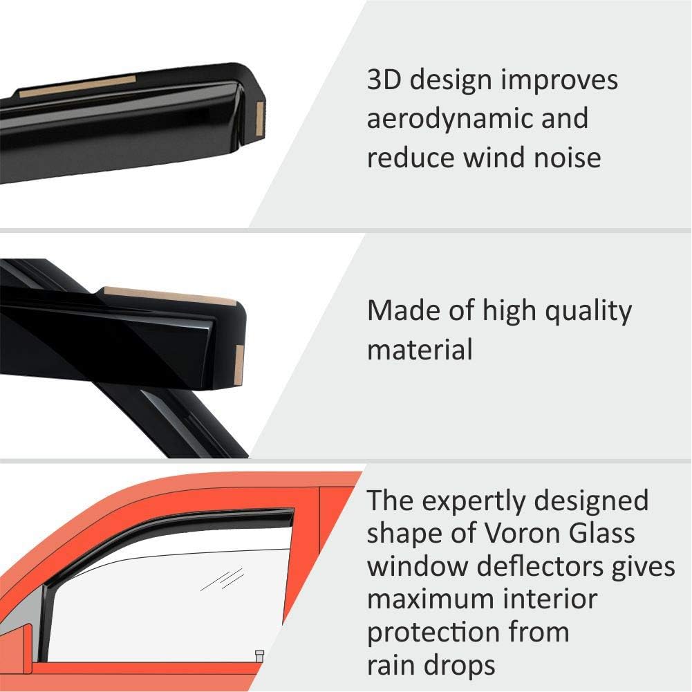Voron Glass in-Channel Extra Durable Rain Guards for Toyota Tundra 2022-2025 Double Cab, Window Deflectors, Vent Window Visors, 4 Pieces - 200456