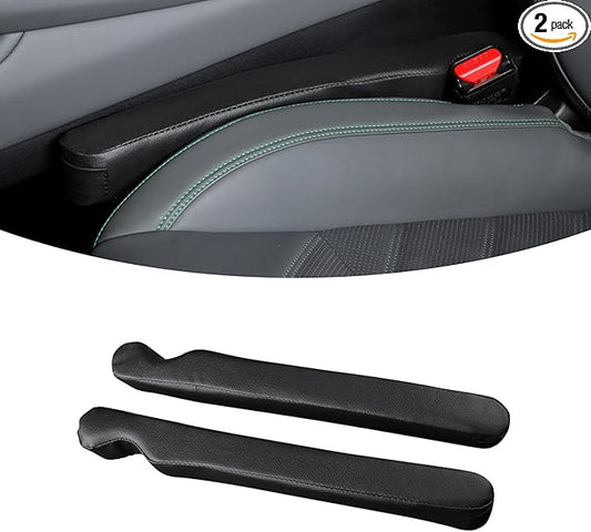 2Pack Leather Seat Gap Filler, Fill The Gap Between Seat and Console, Car Crevice Catcher Blocker Stop Things from Dropping, Universal Gap Stopper Crack Plug for Car SUV Truck (Brown)