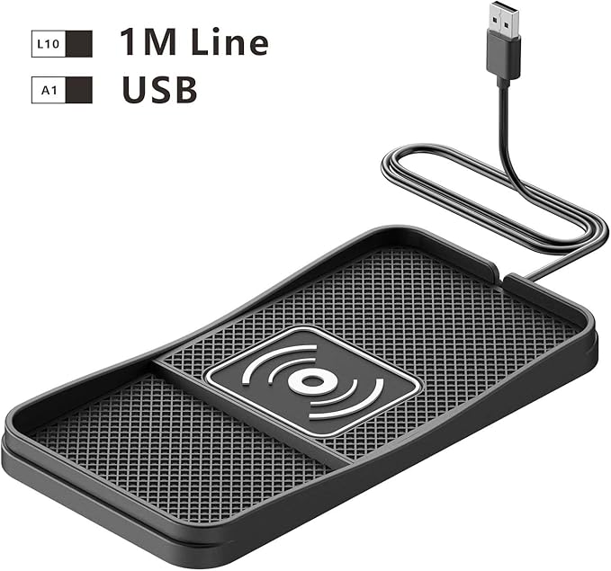 Car Wireless Charger Pad for Ford GT 2005-2006 2017-2022, Fast Car Wireless Charging Pad for Car Center Console, Non Slip Charging Mat,1M-USB