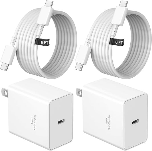 45W Type C Charger, 10FT USB C Charger 2-Pack iPhone 15 16 Charger with iPhone 16/16 Plus/16 Pro/16 Pro Max/iPhone 15/15 Pro Max/iPad Pro/AirPods/Galaxy S25 S24 S23 S22 S21,Android Charger(White)