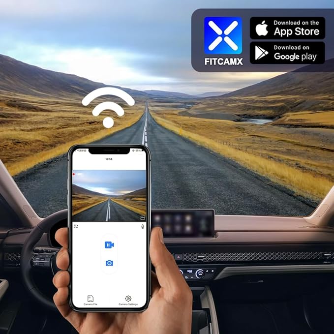 Fitcamx Front 2K+Rear 1080P Dash Cam Suitable for Honda Accord 2023 2024 2025 Hybrid Sport LX EX Touring EX-L (Gen11), OEM Look, Dual HD Video, Loop Recording WiFi, G-Sensor, Easy to Set, 64GB Card